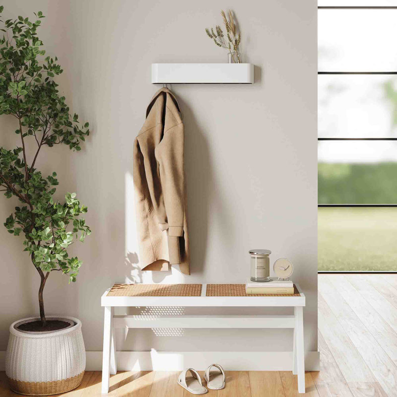 Rikayla Solid Wood Wall 5 - Hook Coat Rack, White