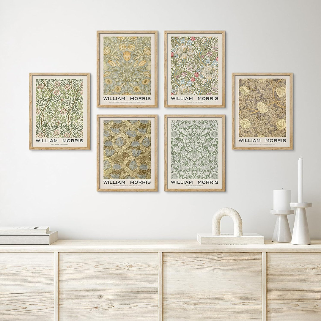" Poster William Morris Botanical Floral " 6 - Pieces SIGNLEADER Frame