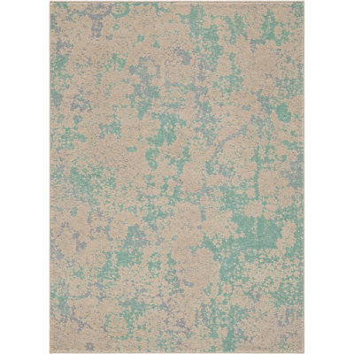 Tapis en laine écologique tissés à la main - 152 x 244 cm, forme rectangulaire, couleur beige-vert, motif oriental, épais et à poils longs, antidérapant, idéal pour le salon et la chambre.