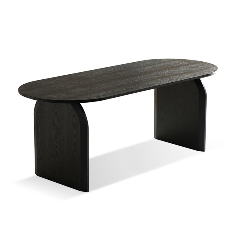 Black Oval Solid Wood Dining Table, 29.53"H x 94.49"L x 39.37"W