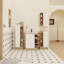 Ensemble de meuble-lavabo 4 pièces en chêne clair avec lavabo en céramique à bord mince, ensemble de meuble-lavabo avec armoires de rangement, panneaux de porte bicolores, ensemble KD