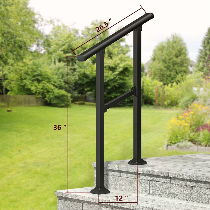 Rails à main pour les marches extérieures, paquet de 2 rampes à 1 ou 2 marches, H 12 po x l 36 po x P 26,5 po