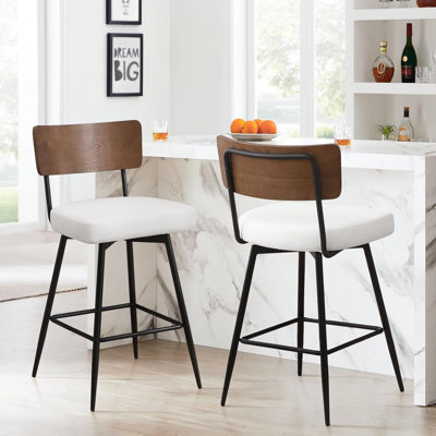 Swivel Upholstered Counter Stool with Metal Frame