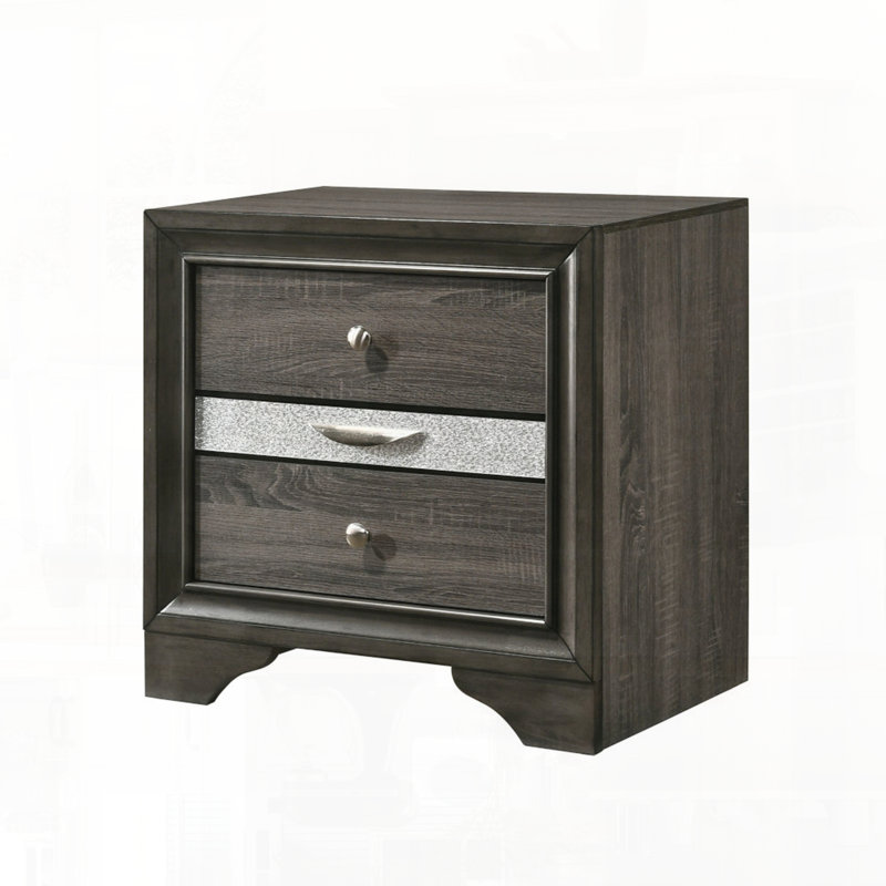 Table de chevet à finition grise avec design de chambre à coucher moderne et élégant, Gris