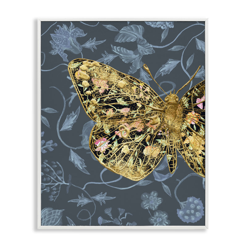 «Glam Traditional Butterfly», art de la giclée encadrée par Melissa Wang, Estampe numérique encadrée blanc bord de mer