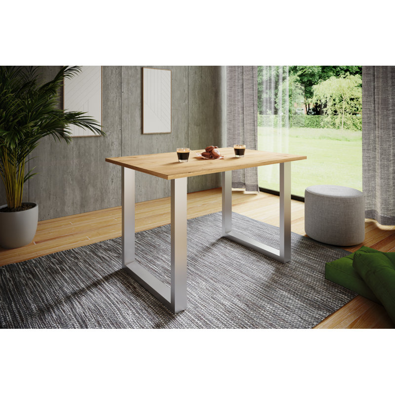 Alexious Metal Base Dining Table, Brown, Browning, 76cm H x 110cm W x 50cm D