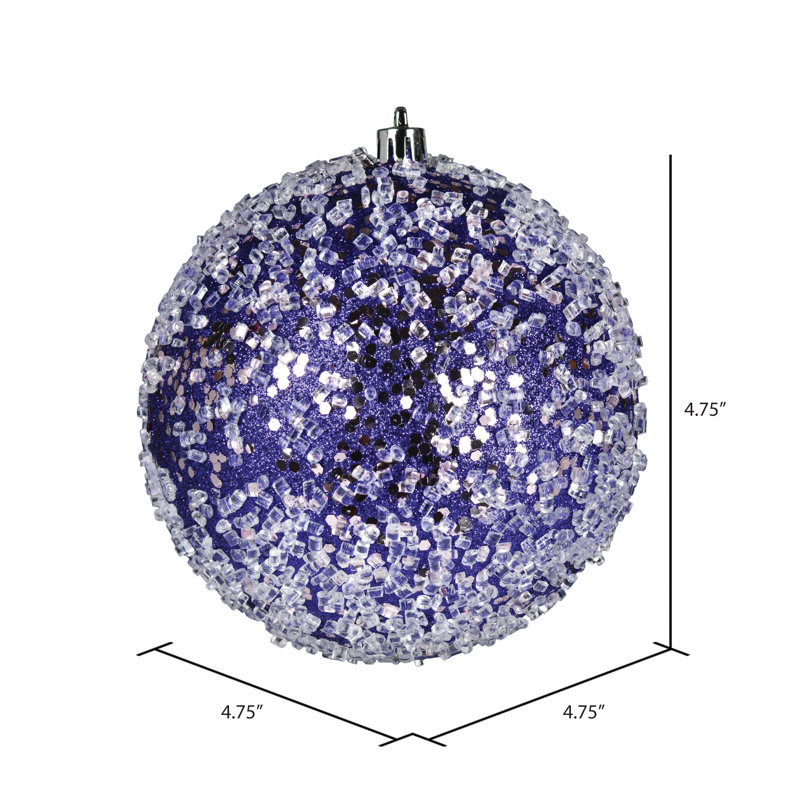 Ornement boule scintillante, H 4,75 po x l 4,75 po x P 4,75 po, Mauve, 4