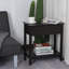 Table d'appoint rétro élégante avec plateau rabattable de couleur café foncé, meuble de rangement et tablette inférieure. Parfait pour un cinéma maison, un salon, un bureau, etc.