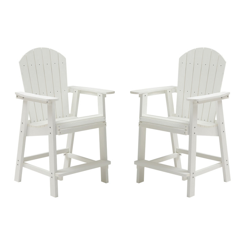 Hammett HIPS Outdoor Adirondack Bar Chairs, Matte White