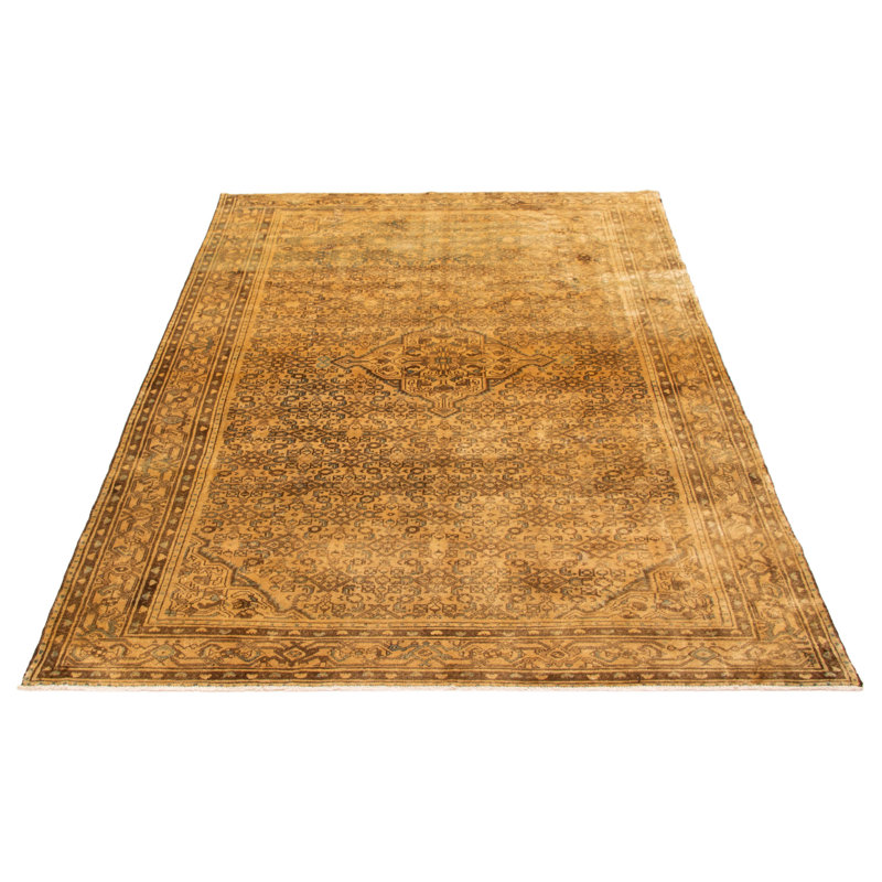 Tapis beige unique fait à la main de conception unique 6 pi 8 po x 10 pi 0 po Antalya