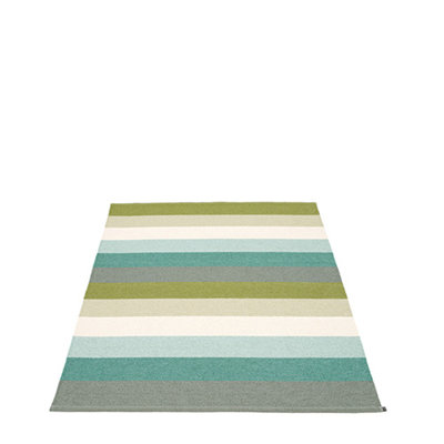 Molly Striped Area Rug in Forest Green/Gray/Blue