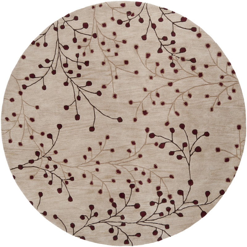 Elsberry Hand Tufted Wool Floral Indoor Rug, Round 9'9"