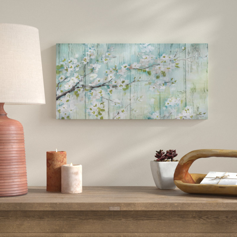« barnwood cerises florales », reproduction sur toile tendue, H 18 po x l 36 po