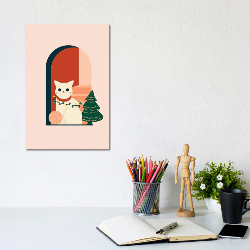 Christmas Cat - Print on Canvas, Wrapped Canvas, 66.04 cm H x 45.72 cm W x 3.175 cm D