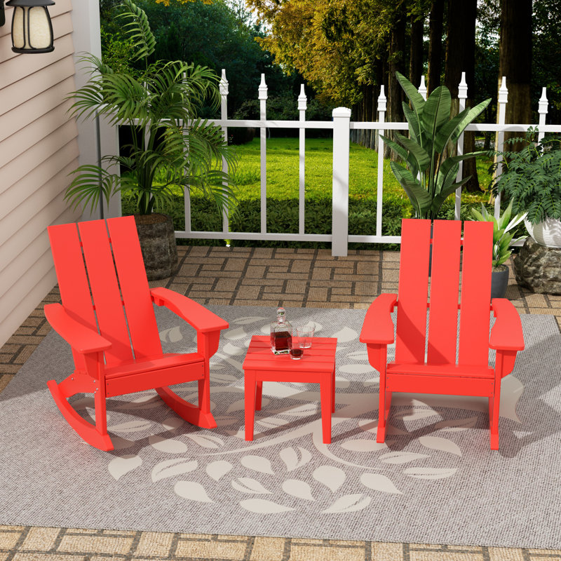 Chaise berçante d'extérieur en plastique Joubert, Rouge