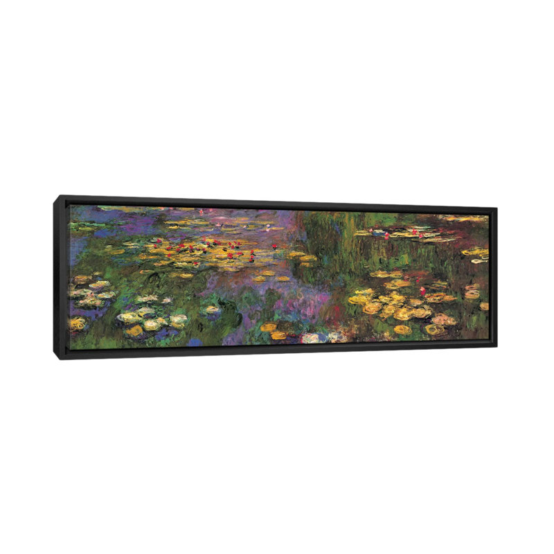 "Nymphéas" par Claude Monet - impression sur toile, H 16 po x l 48 po x P 1,5 po, Toile avec cadre noir