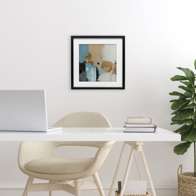 «Speculations Abstract Brown Blue», reproduction encadrée sous verre, conception par Annabelle Hall