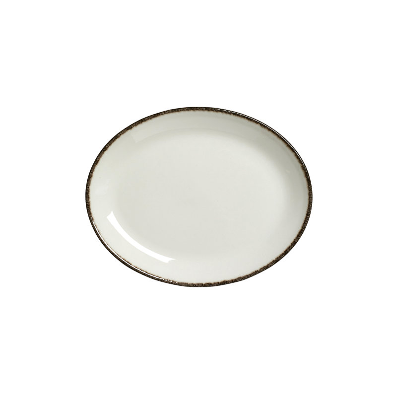 Plater ovale coupé bleu, Blanc / Anthracite