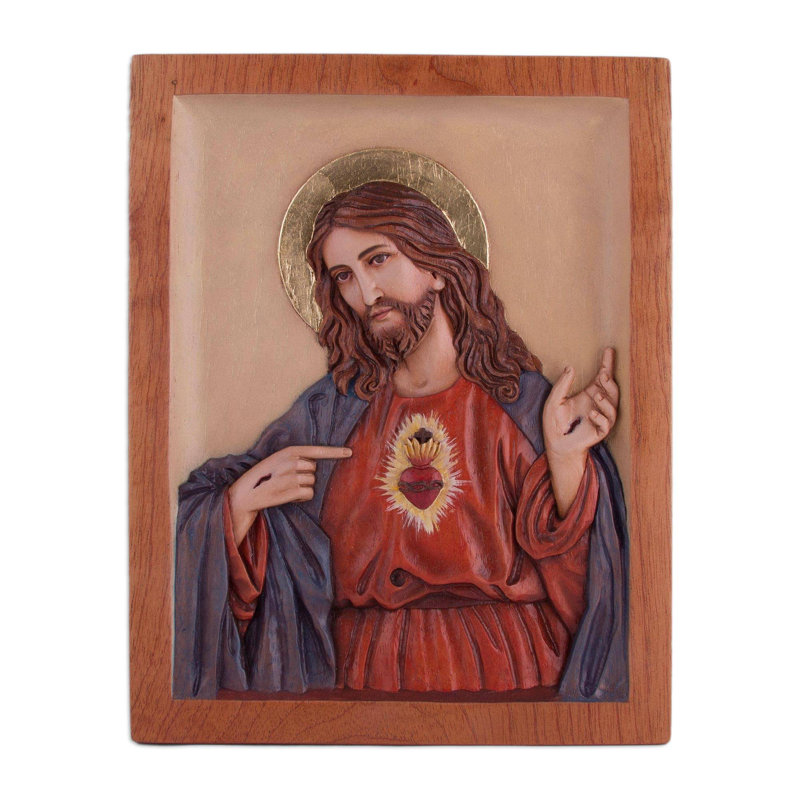 Décoration murale à panneau en relief cèdre divine cardiaque