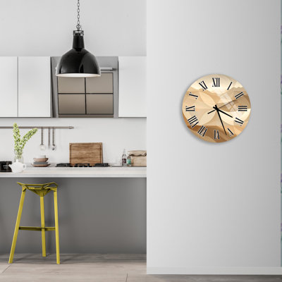 Tempered Glass Wall Clock, Abstract Sandstone Design, Modern Clock, Beige Wall Art, Silent Clock, Home Decor, Office Clock, Unique Gift