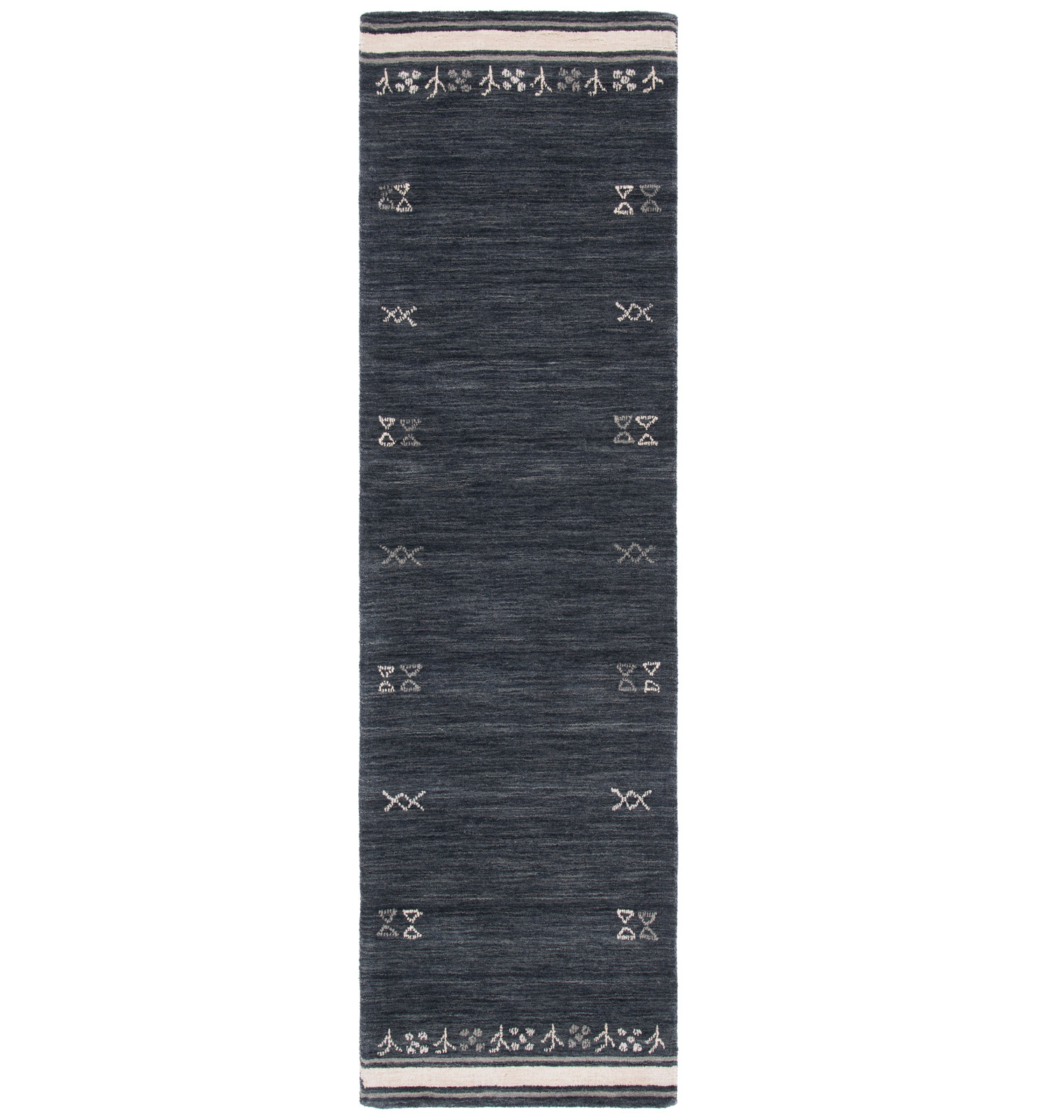 Santiago Handmade Wool Charcoal Rug, Runner 2'3" x 8'