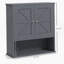 Armoire de salle de bain Farmhouse, armoire à pharmacie murale avec tablette ouverte et tablette réglable, rangement pour salle de lavage, gris