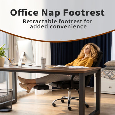 Fauteuil de bureau à hauteur réglable avec repose-pieds, chaise de jeu confortable, inclinable en cuir Rolling 135, structure en métal et en bois, rembourrage en mousse à mémoire de forme, conception moderne pour ordinateur inclinable