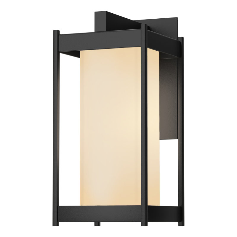 Lanterne murale d'extérieur Cela, H 13,6 po x l 6,2 po x P 7,5 po, Noir bord de mer, Verre opale