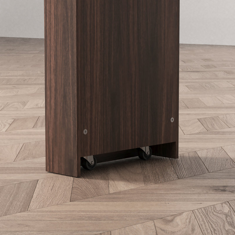 Armoire de bar rotative de 31 po de largeur - Buffet à hauteur de comptoir avec plateau pivotant à 360 ° et portes en verre nervuré - Noyer
