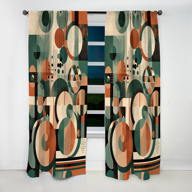 Mid-Century Artistic Transformations III - Rideau occultant abstrait Mid-Century - 1 panneau, L 52 po x L 84 po