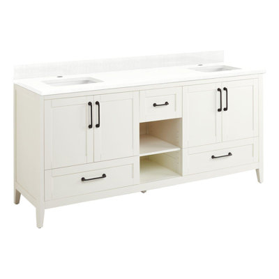 72" Burfield Double Bathroom Vanity Set with Rectangular Undermount Sinks