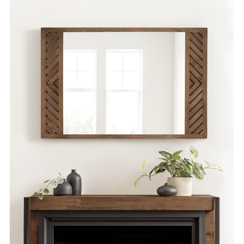 Wooden Rectangle Bathroom Mirror
