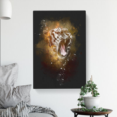Tiger Roar Paint Splash - Wrapped Canvas