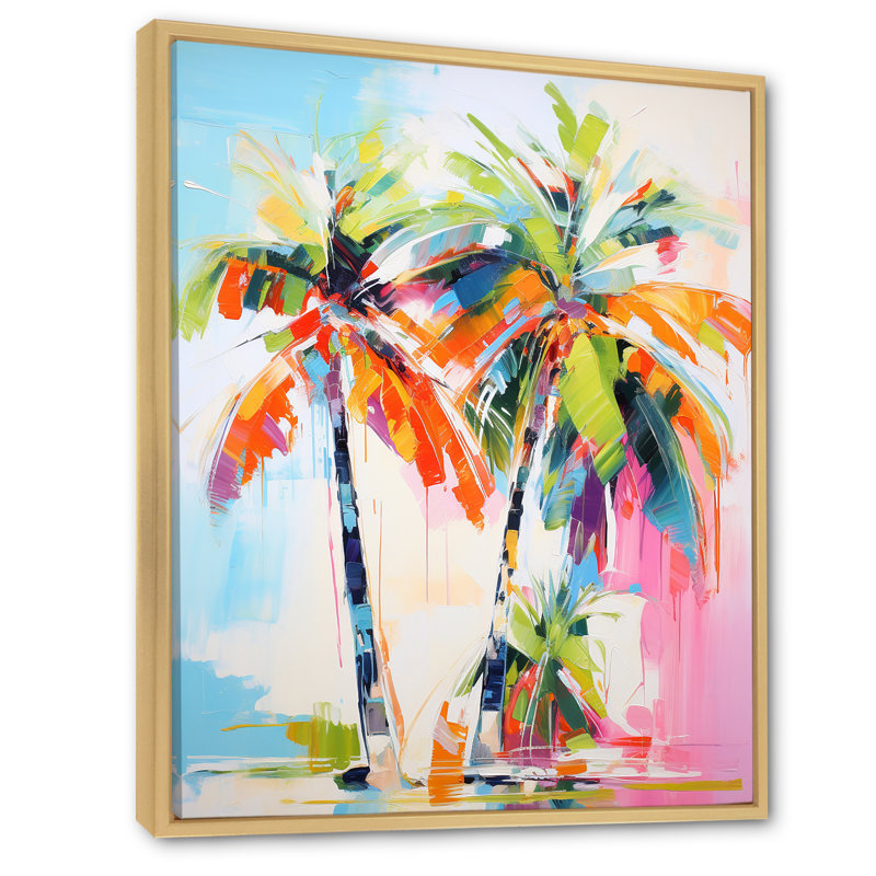 Colell Palm Trees Palm IV sur toile, H 40 po x l 30 po x P 1,5 po, Cadre naturel flottant