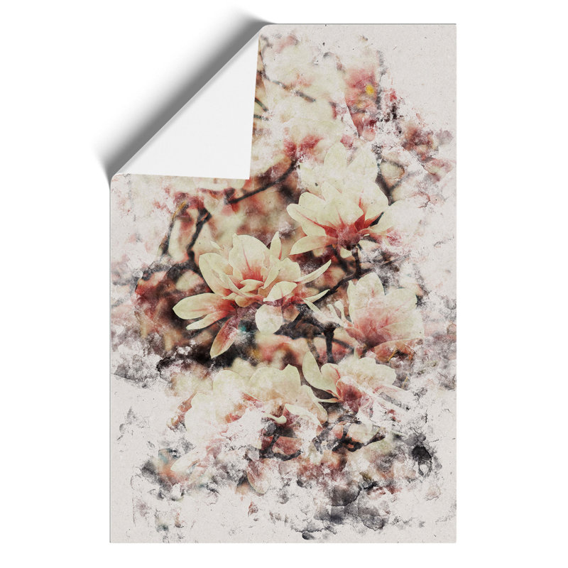 A Pink Magnolia Blossom Tree Watercolour - Frameless Print, 59cm H x 42cm W x 0.1cm D