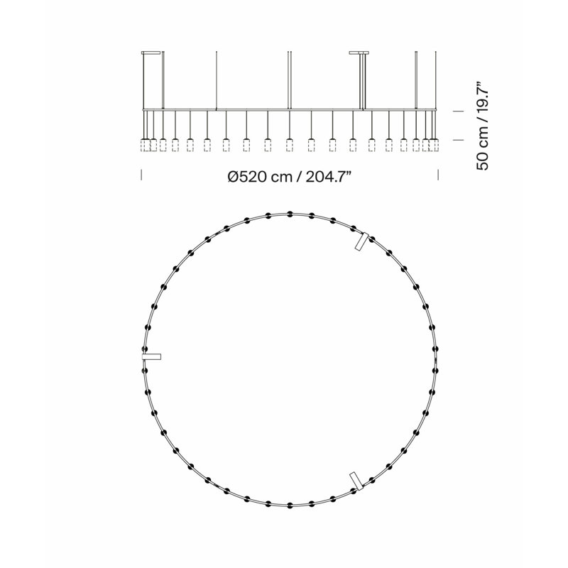 Cirio Circular M, 255.3" H x 204.7" W x 204.7" D, 42 Lights