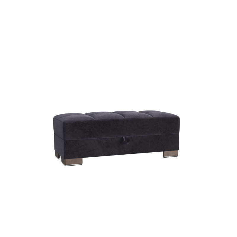 Repose-pieds rembourré avec rangement Primenest Skyhaven, Microfibre noire / microsuède