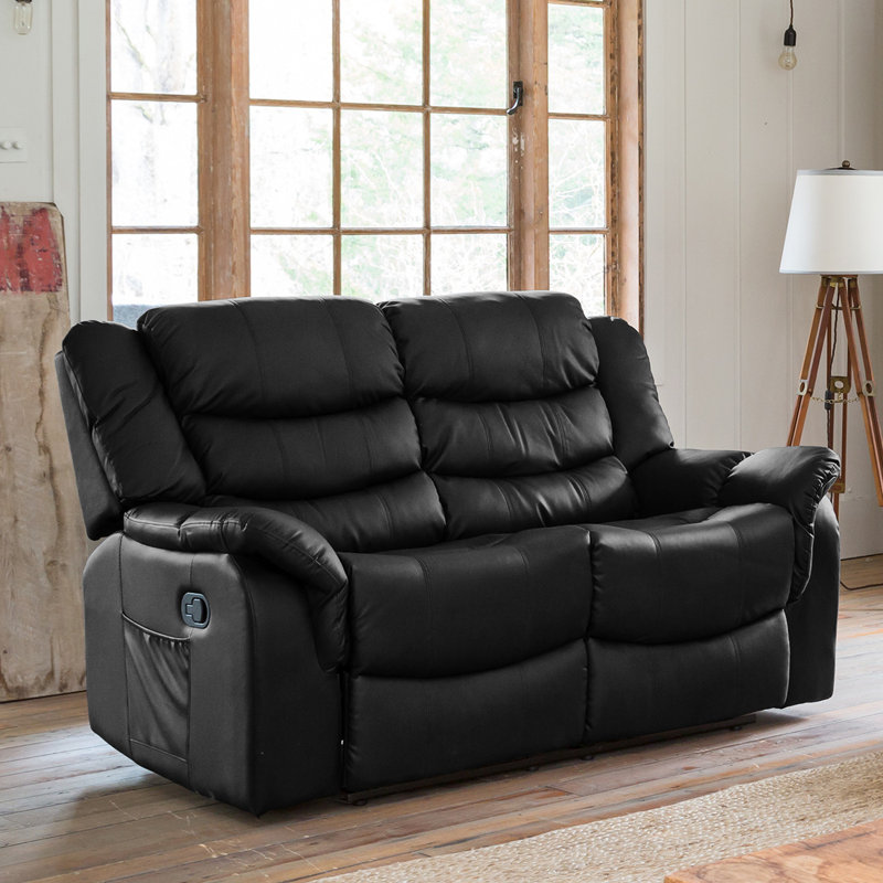 Sartor 2 Piece Reclining Living Room Set, Black