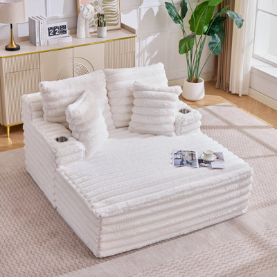 Méridienne surdimensionnée pour l'intérieur, canapé rembourré en velours côtelé avec coussins, canapé confortable moelleux en nuage, canapé-lit simple pour salon, chambre à coucher, sans assemblage