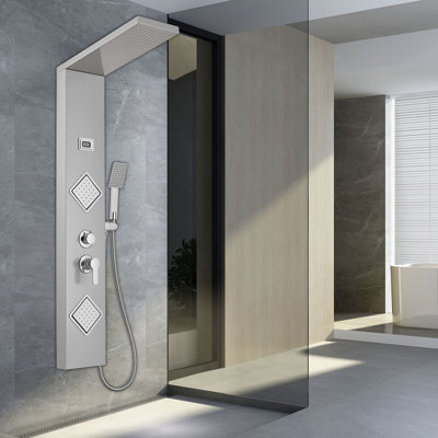 Double système de panneau de douche à pluie 2 jets 3-en-1 avec pomme de douche à pluie et baguette de douche