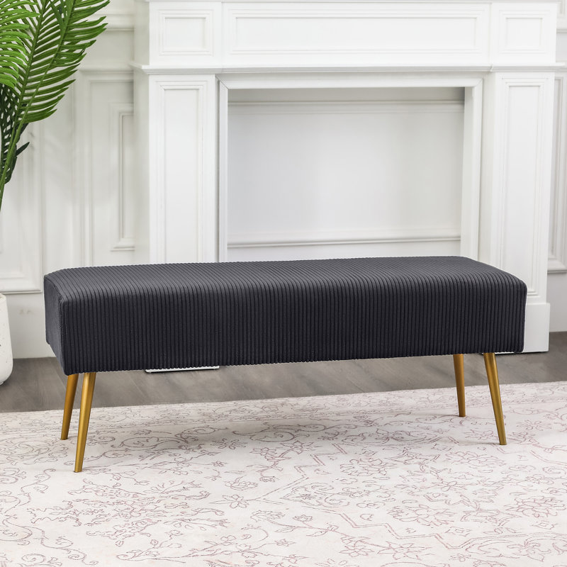 Fawad Velvet Upholstered Bench, Dark Gray