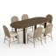 Ensemble de salle à manger ovale 7 pièces avec 6 chaises, table en bois massif brun pour 6 à 8 personnes, style maison de campagne