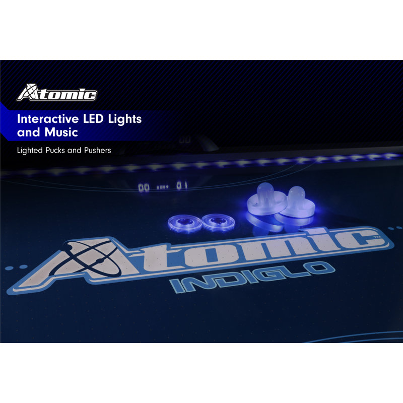 Atomic Game Tables 90" 4 -Player Air Hockey Table with Digital Scoreboard and Lights
