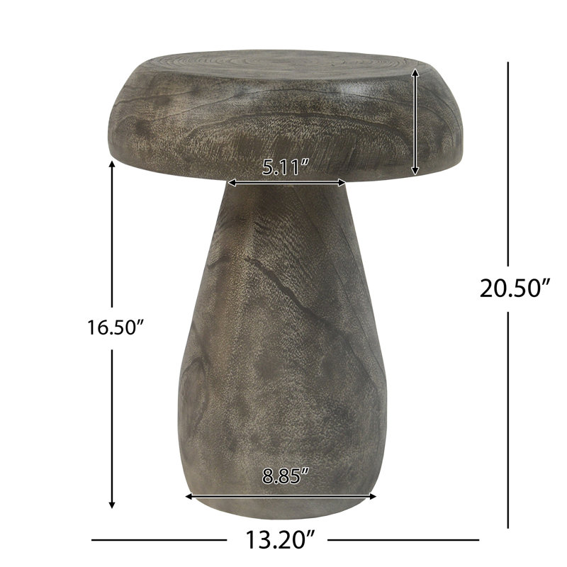 Table d'appoint champignon au look naturel, attrait rétro, résistant aux intempéries, idéal pour les pépinières, diamètre de 13,2 pouces, table d'une hauteur de 20,5 po avec texture semblable au bois, couleur, aspect, aucun assemblage requis, plateau de table de diamètre,