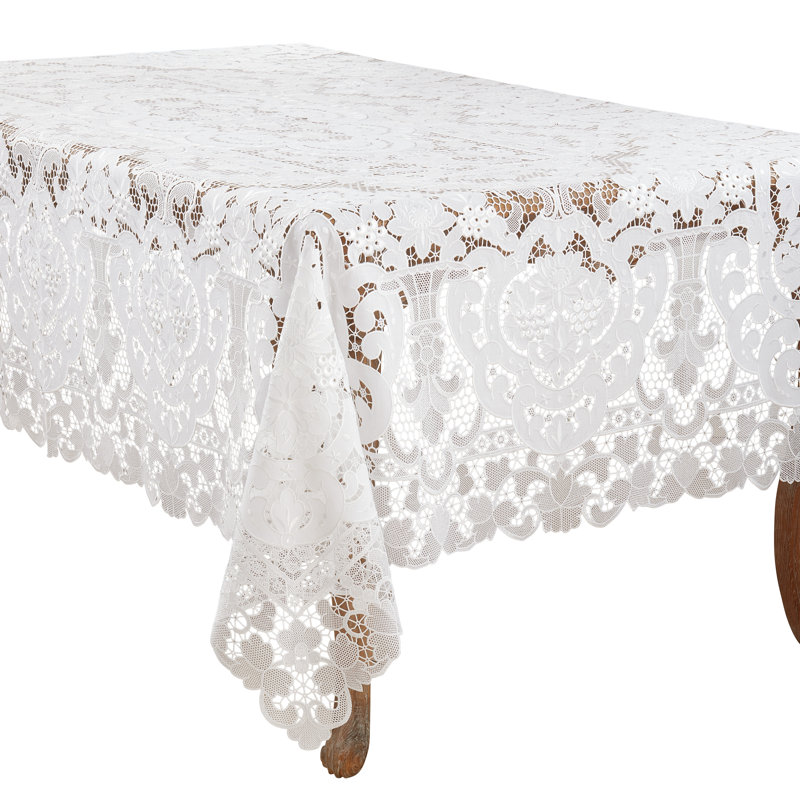 Runner_Elegant Table Runner With Lace Design, 138" L x 67" W