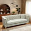 Crème moderne 3 places blanc avec 2 coussins, rembourrage en mousse haute densité, accents métalliques dorés, velours de coussins amovibles, dossier profond, côté garni, doux pour les appartements