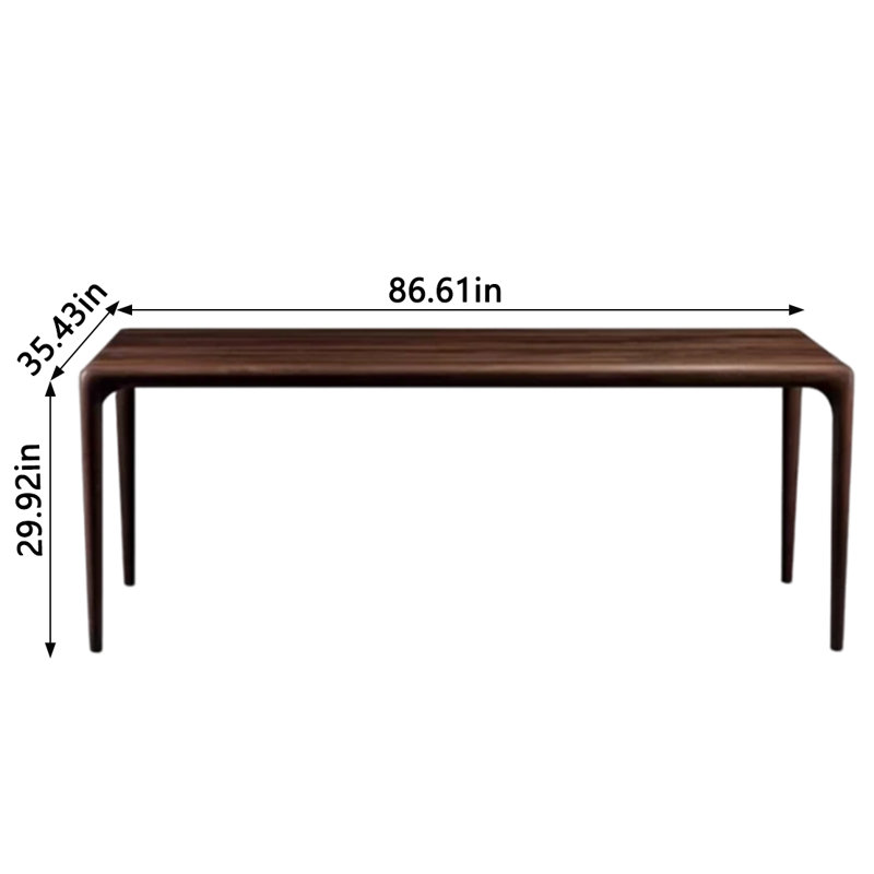 Walnut Solid Wood Dining Table, 35.43" W x 86.61" L