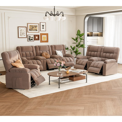 3 Piece Big Power Lift Assist Set Heated Massage Electric Recliner Sofa Living Room Sofa Set