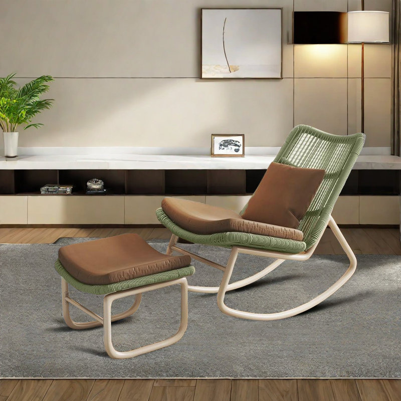Chaise berçante écologique en PE, Vert / blanc