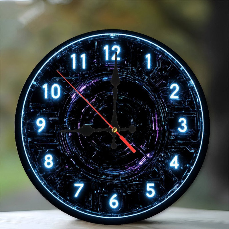 Horloge futuriste avec chiffres lumineux